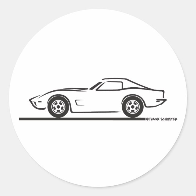 Korvette von 1973 runder aufkleber (Vorderseite)
