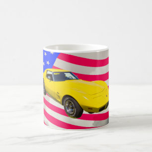 KorvetteStingray 1975 mit amerikanischer Flagge Kaffeetasse