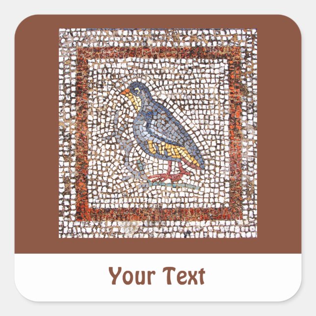 Kos Bird Mosaikblätter aus Stickern Quadratischer Aufkleber (Vorderseite)