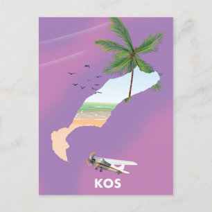 Kos Grèce carte illustrée.