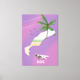 Kos Griechenland illustrierte Karte. Leinwanddruck