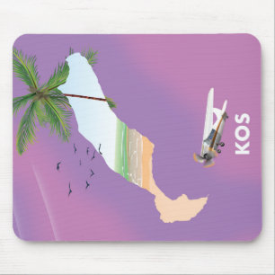 Kos Griechenland illustrierte Karte. Mousepad