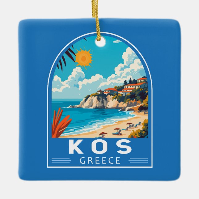 Kos Griechenland Reisen Kunst Vintag Keramikornament (Vorderseite)