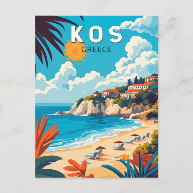 Kos Griechenland Reisen Kunst Vintag Postkarte (Vorderseite)