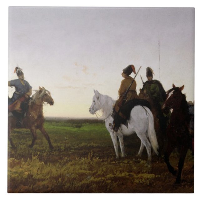 Kosaken auf Pferderuecken, 1874 (Öl auf Leinwand) Fliese (Vorderseite)