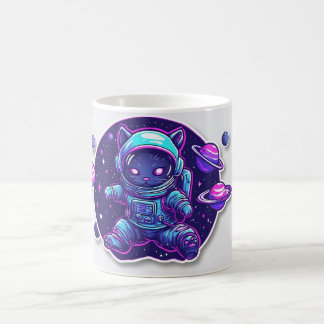 Koscat-Astronaut – Neon-Weltraumforscher Kaffee Kaffeetasse