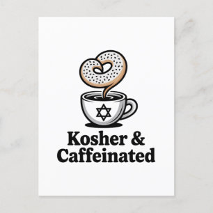 Koscher und koffeinierter jüdischer Kaffee Hanukka Feiertagspostkarte