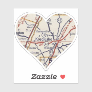 Kosciusko MS Vintage Karte Aufkleber