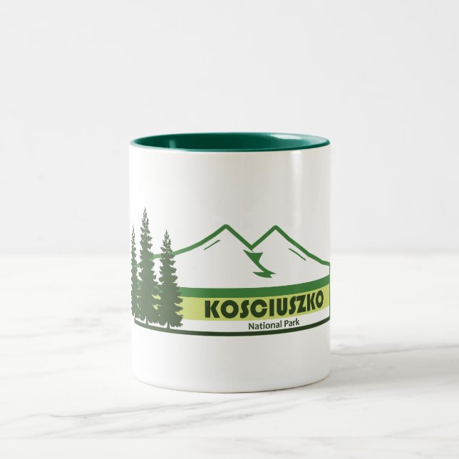 Kosciuszko National Park Green Stripes Zweifarbige Tasse (Mittel)