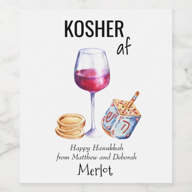 Kosher AF Hanukkah Funny Gift Wine Weinetikett (Einzelnes Label)
