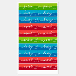 Kosher Kitchen Script w Hebrew Dairy Meat Parve Etiketten