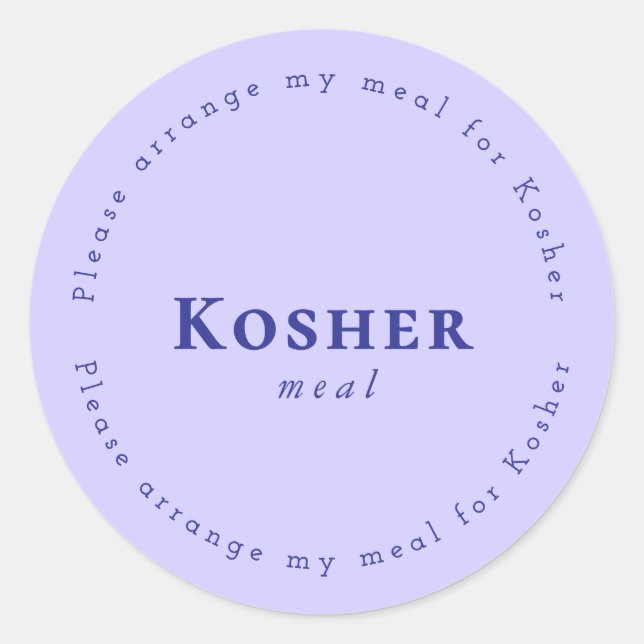 Kosher meal Request Sticker, Light purple, Navy Runder Aufkleber (Vorderseite)