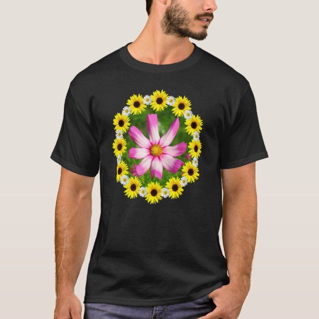 Kosmee Flower Pink Sunflowers Daisy Flower T-Shirt (Vorderseite)