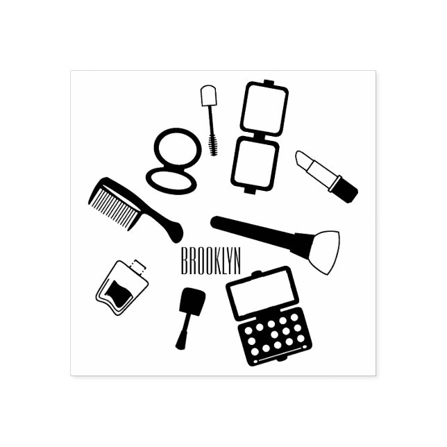 Kosmetik / Make-up Cartoon Illustration Gummistempel (Prägung)