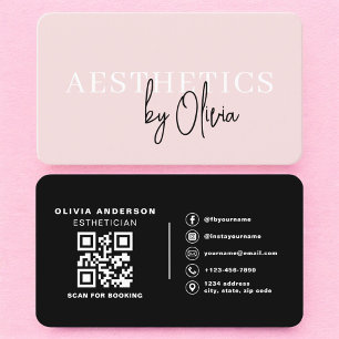 Kosmetikerin Blush Pink QR-Code  Visitenkarte