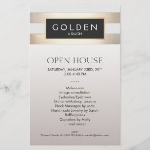 Kosmetikerin Goldstreifen Friseursalon und Spa Flyer