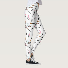 Kosmetikmuster auf weißem Hintergrund Leggings