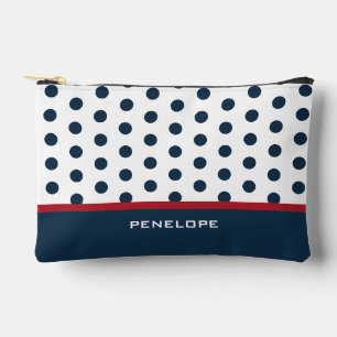 Kosmetiktasche mit Polka Dosen, Streifen, Name Zubehörtasche