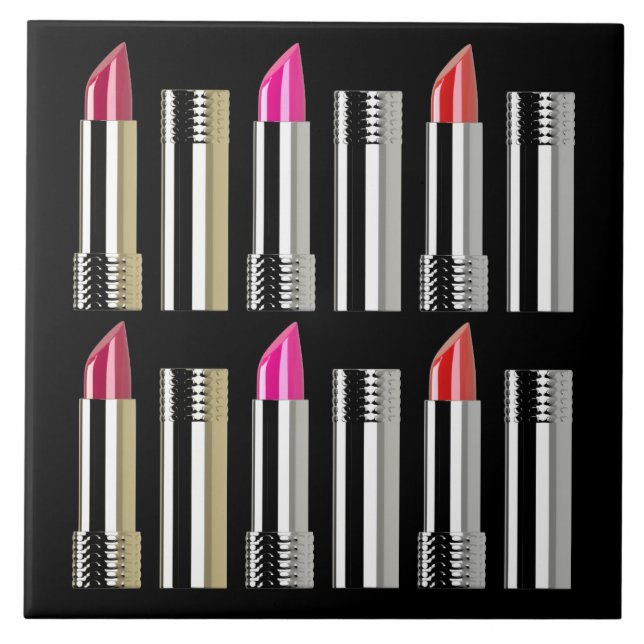 Kosmetische Lipstick-Make-up Chrom rosa Rot Fliese (Vorderseite)
