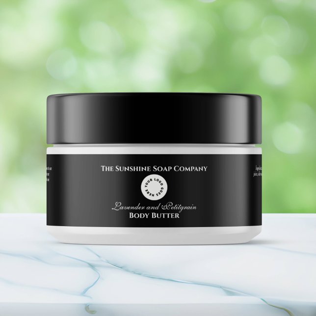 Kosmetische Marke Jar Label - Schwarz mit Logo (Von Creator hochgeladen)