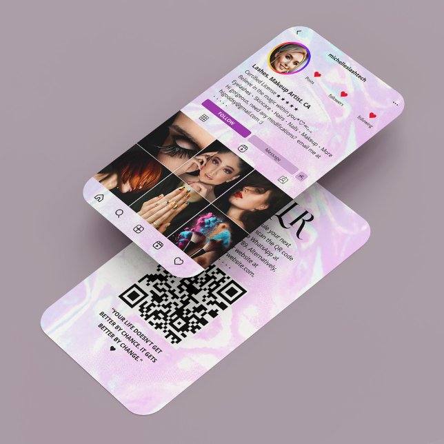 Kosmetologe Beautician Ästhetischer Lila Marmor Visitenkarte (Cosmetologist Beautician Aesthetic Purple Marble Business Card
)