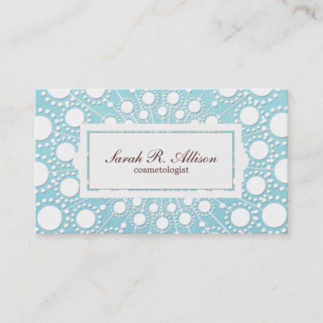 Kosmetologe mit der Embossed Light Blue Linen Look Visitenkarte (Vorderseite)