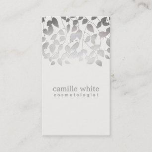Kosmetologie Silber Foil Embossed Look Blätter Gra Visitenkarte