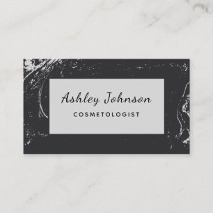 Kosmetologin Esthetiker Black Gray Marble Trendy Visitenkarte