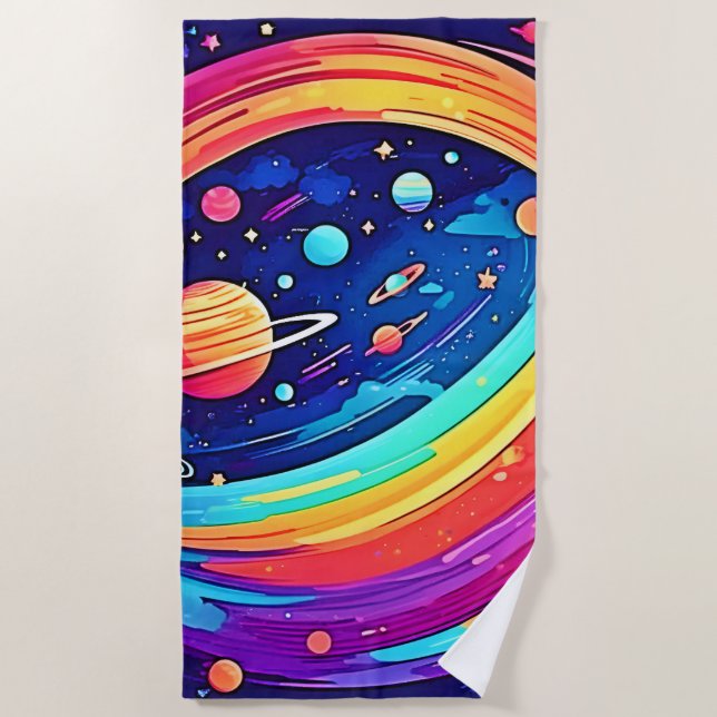 Kosmic Rainbow Vortex Strandtuch (Vorderseite)