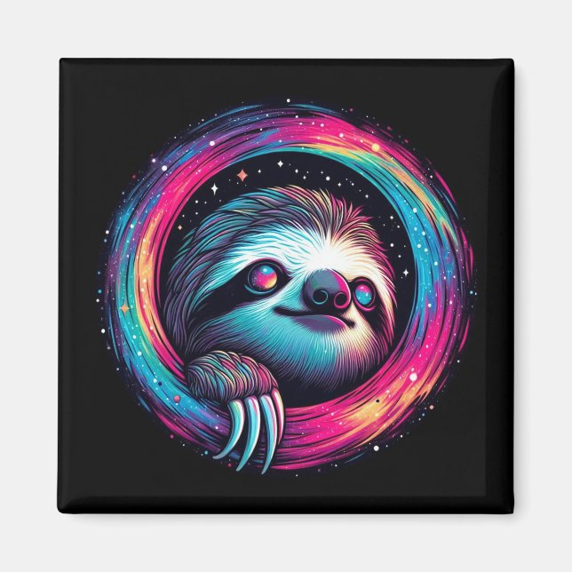 Kosmic Sloth Galaxy Art Magnet (Vorne)