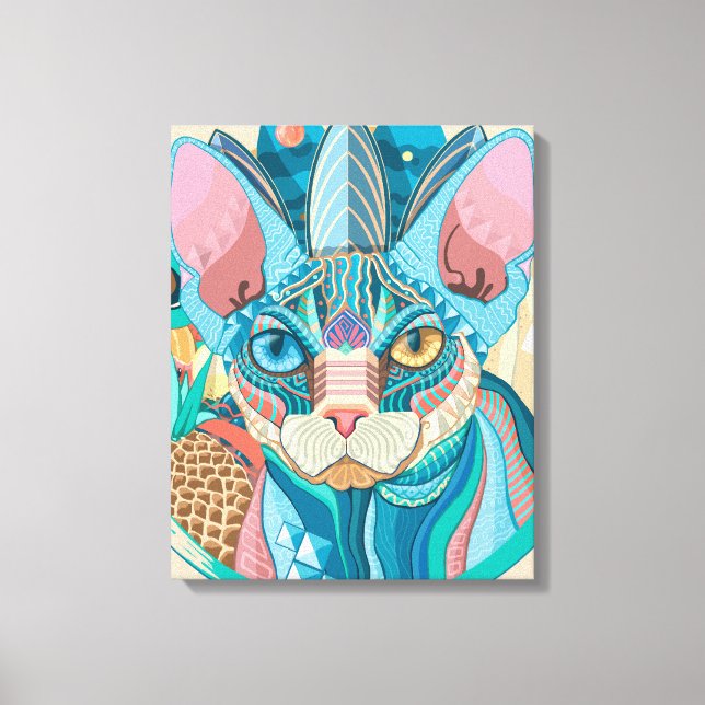 Kosmic Sphynx Cat Leinwanddruck (Vorderseite)