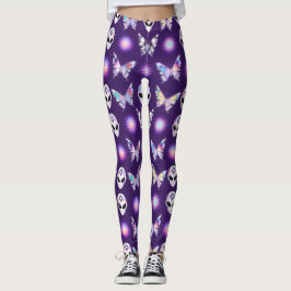 Kosmisch Außerirdisches Schmetterlingsmuster Leggings