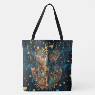 Kosmisch Blau und Gold Rokoko Violine Große Tasch Tasche