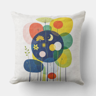 Kosmisch Blumig Mitte des Jahrhunderts Modern Boho Kissen