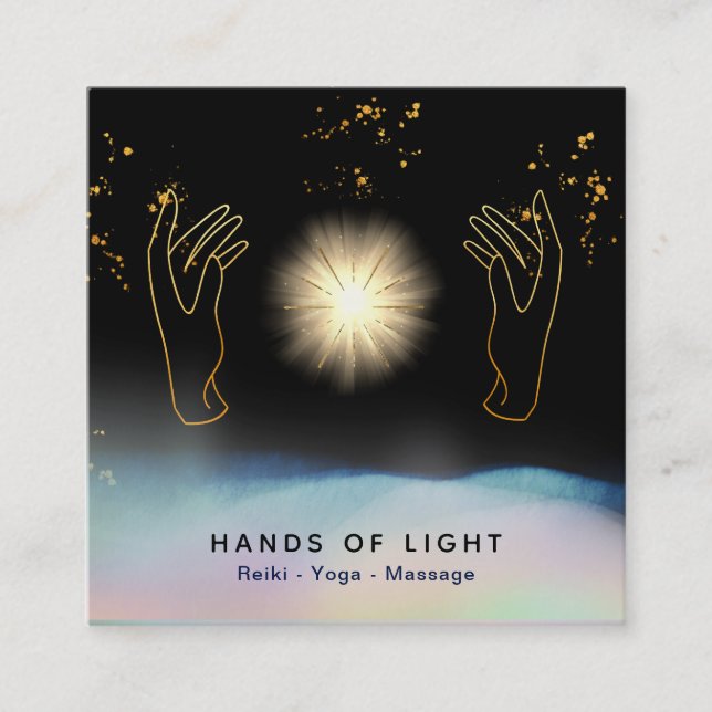 *~* Kosmisch.  Heilung der Hände Universum Sterne  Quadratische Visitenkarte (Vorderseite)