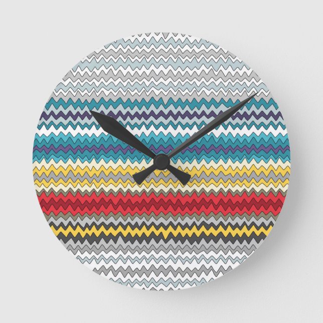 kosmisch Zickzack Runde Wanduhr (Vorderseite)