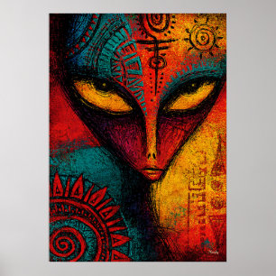 Kosmische Alien-Geist-Abstrakte Kunst – Expression Poster