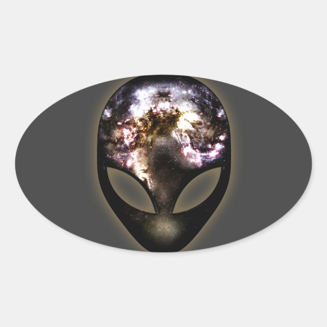 Kosmische Alien Ovaler Aufkleber (Vorderseite)