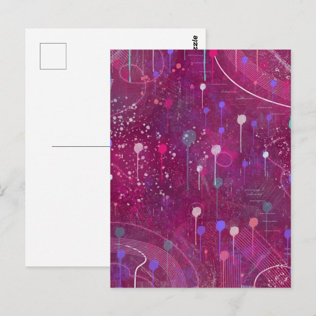 Kosmische Beerensuche: Abstrakte Kunst Postkarte (Vorne/Hinten)