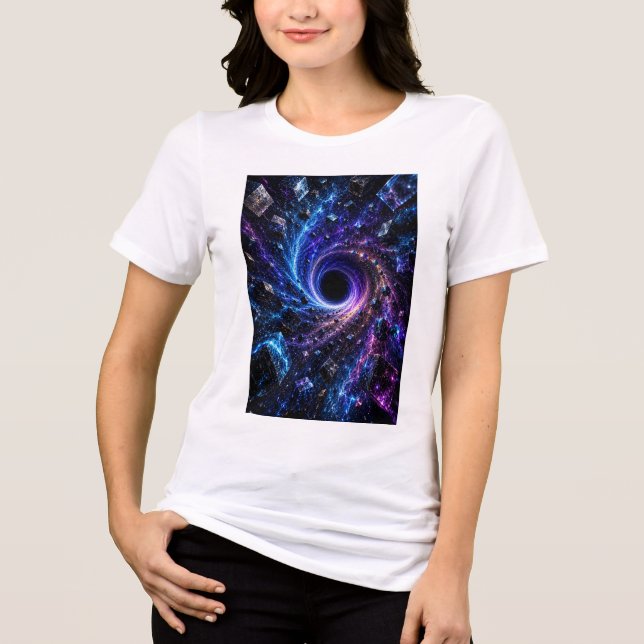 Kosmische Black Hole 3D Damen Tri-Blend Shirt (Vorderseite)