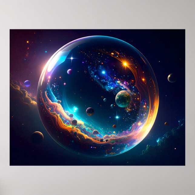 Kosmische Blase Galaxie Fantasy Art Poster (Vorne)