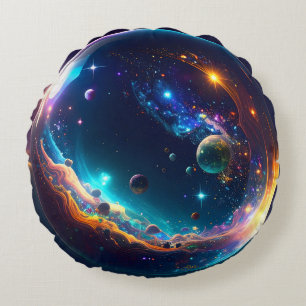 Kosmische Blase Galaxie Fantasy Art Rundes Kissen