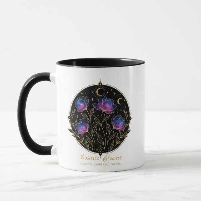 Kosmische Blüten – Zellulares Blumenmandala Tasse (Links)