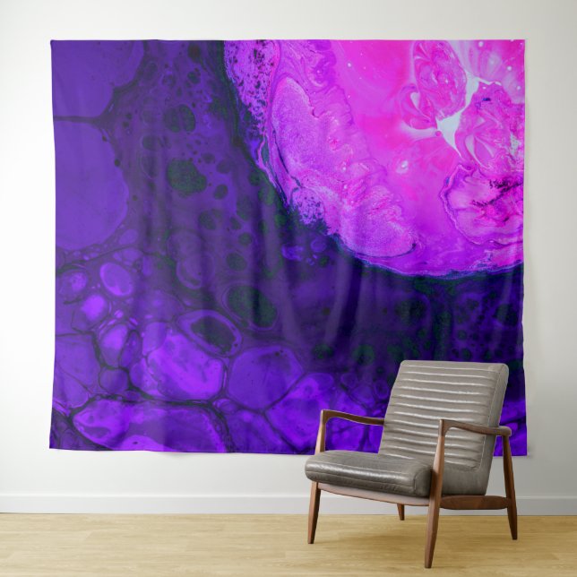 *~* Kosmische Braue Rosa Abstrakter Kreis Lila Wandteppich (Beispiel (Horizontal))