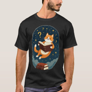 Kosmische Bücherwurm-Katze Weltraum-Lesende Astron T-Shirt