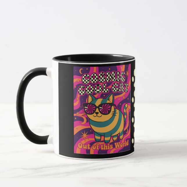 Kosmische Coolere Katzenunterlage - Stil des 80er/ Tasse (Links)