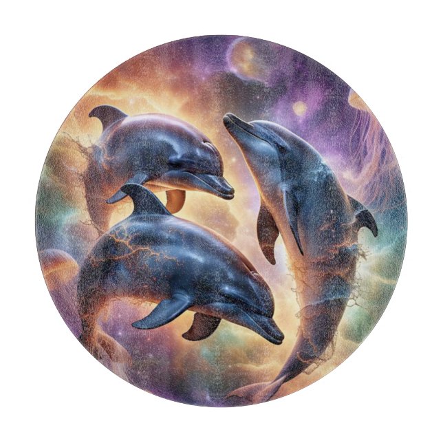 Kosmische Delphine und Quallen im Weltraum Schneidebrett (Vorderseite)