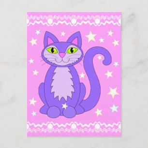 Kosmische Design-Katze-Sterne-Kunst-Postkarte Vert Postkarte