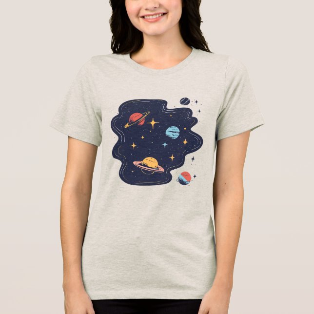 Kosmische Drift Tri-Blend Shirt (Vorderseite)