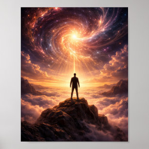 Kosmische Erweckung über den Wolken Poster